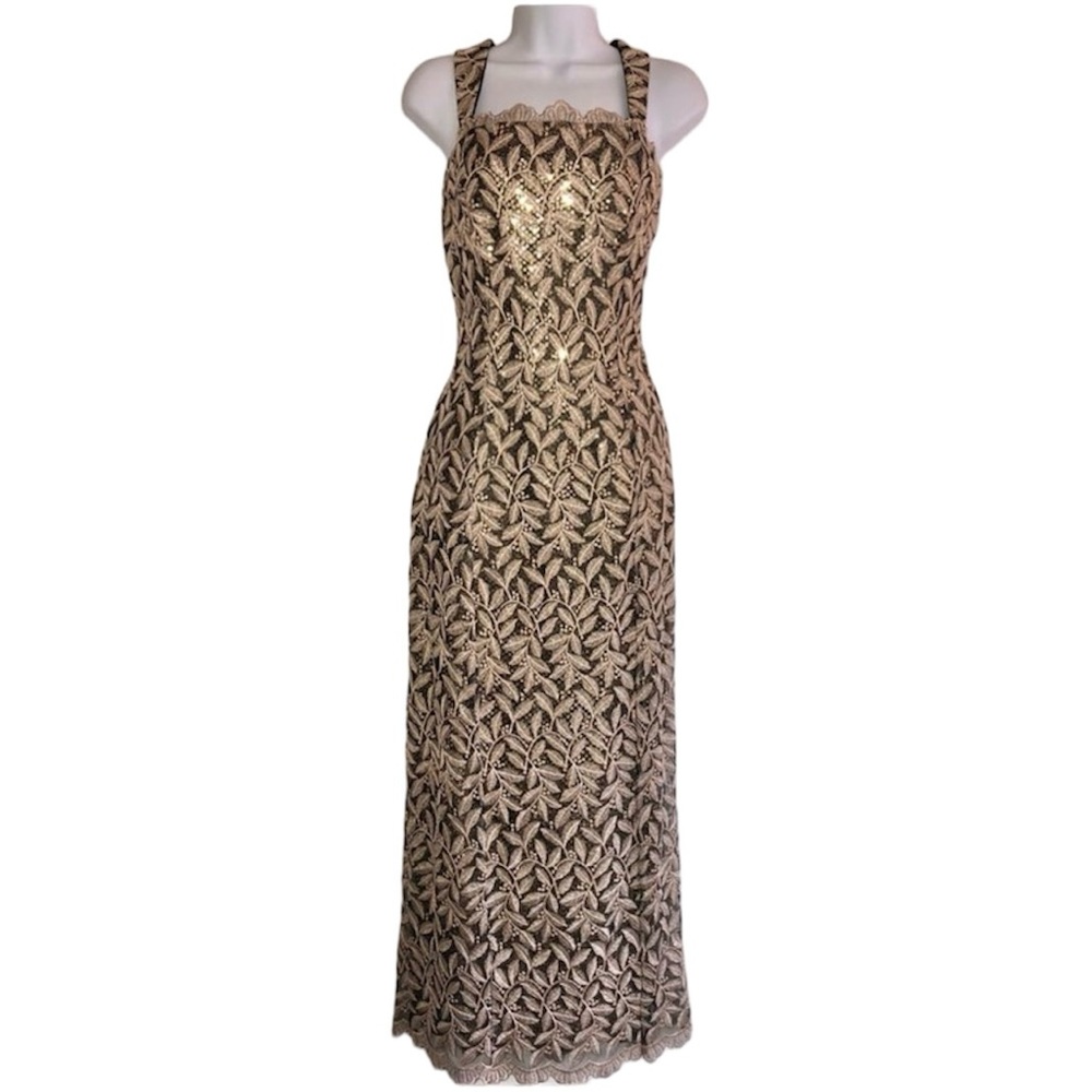 Gold vintage sequin evening gown